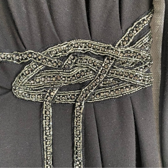 Lafayette 148 Beaded Embellished Waist Long Sleeve Dress Black Sz 4 - Picture 4 of 10